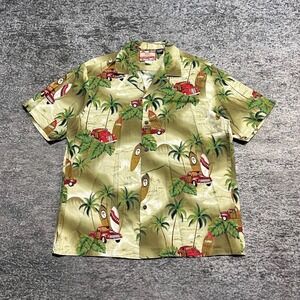 Vintage RCJ Hawaiian Button Up Shirt Mens Large Tropical Floral Made In USA